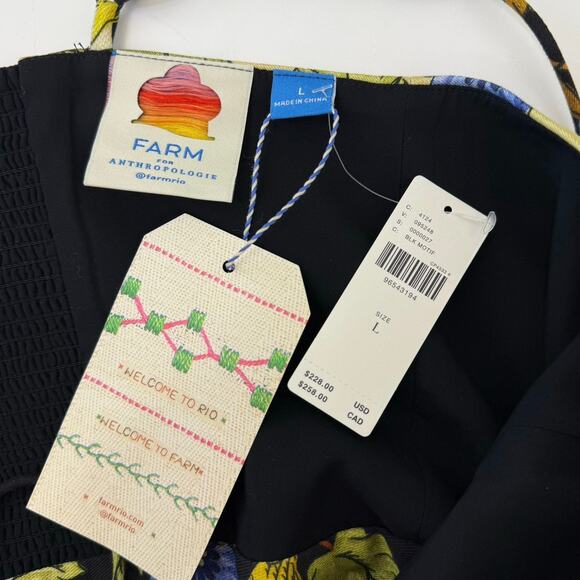 Farm Rio Square-Neck Floral Jumpsuit Wide Leg Smocked Back L NWT - Picture 11 of 16